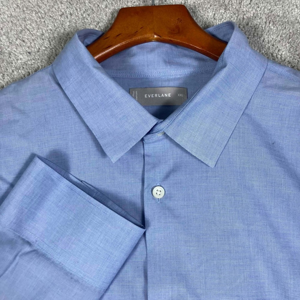 Everlane Button Down Shirt Mens XXL Blue Long Sleeve Solid Blue Cotton Casual